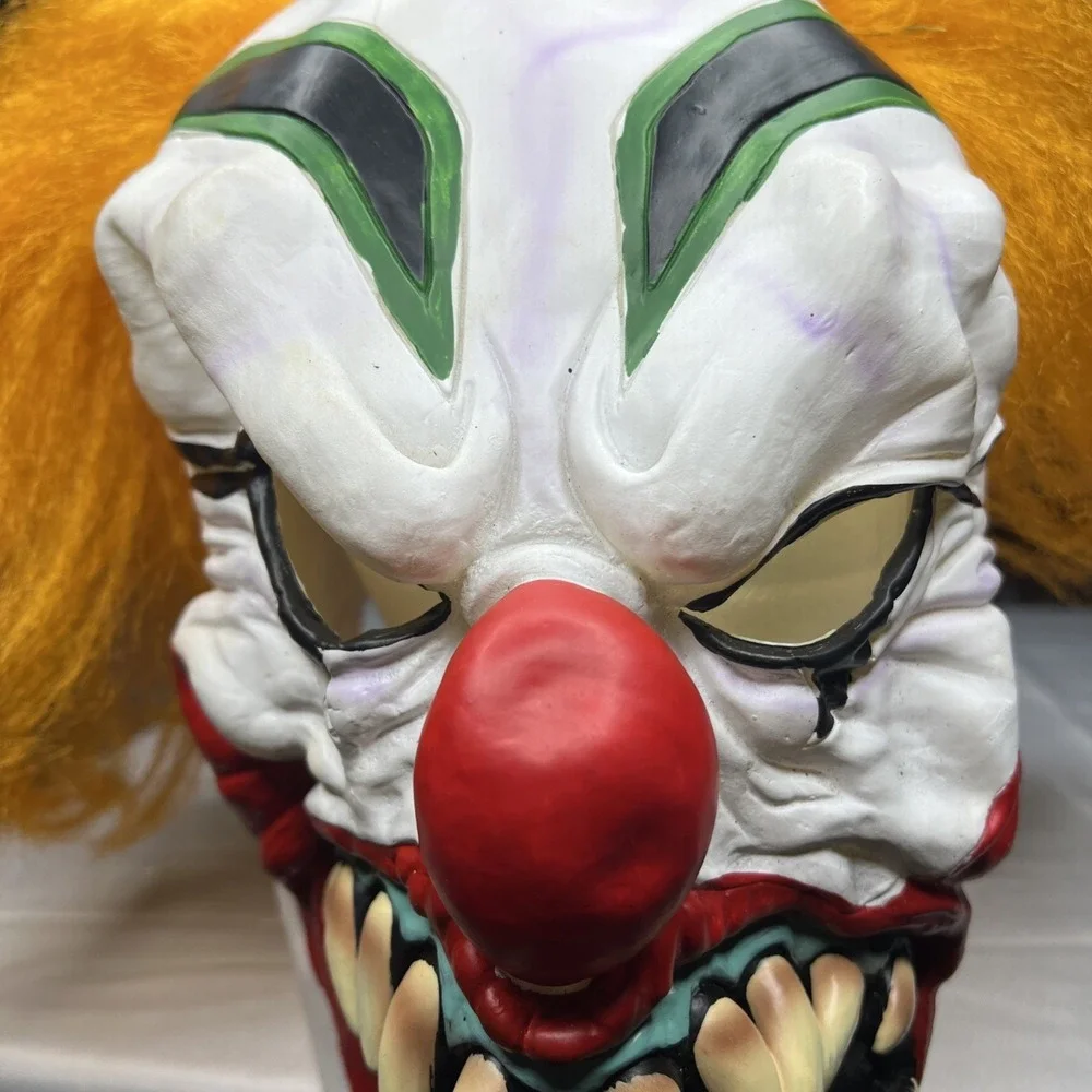 Spirit Halloween Evil Killer Clown Latex Mask Orange Hair Adult Horror
